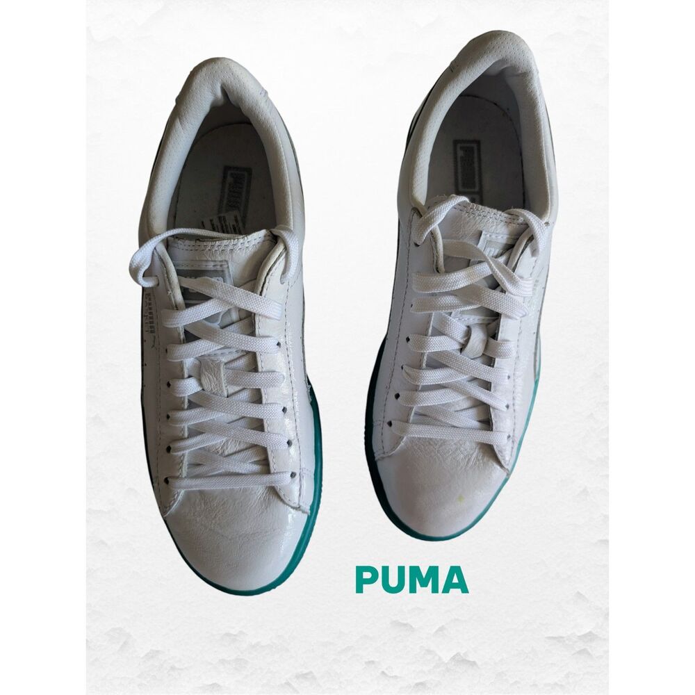 PUMA Basket Classic White & Teal Sneakers/Shoes – Women’s (6.5) EUR 37